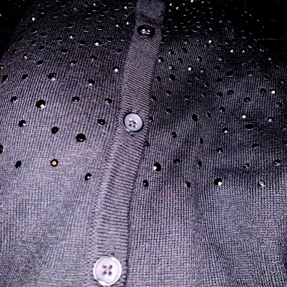 Black cardigan sweater with black rhinestone crystals sz Medium - Picture 4 of 4